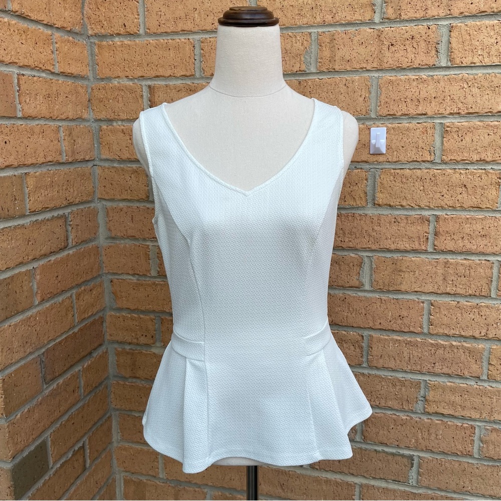 REVIEW White Peplum Top Size 8 Casual Work Office Corporate - Picture 1 of 7